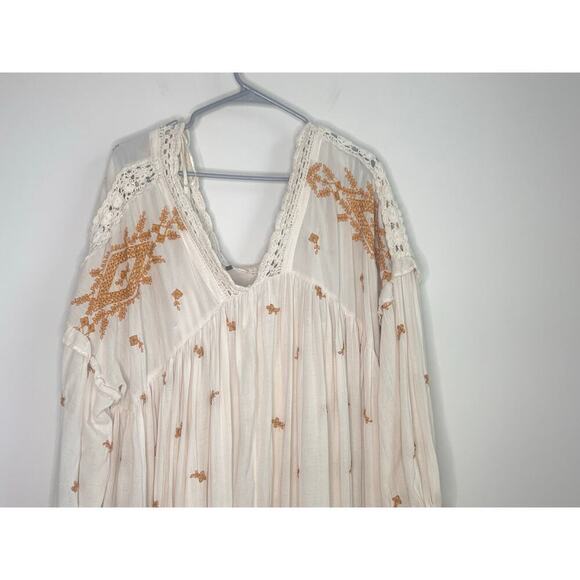 Free People Lavender Fields Long Sleeve A-Line Midi Dress Cream Women's Size L - Picture 5 of 13
